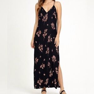 Billabong Black Maxi Dress Pink Floral Size Medium